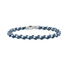 Silver Blue Leather Box Link Bracelet