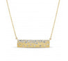 14K Satin Brushed Gold & Diamond Bar Necklace