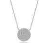 14K White Gold Diamond Pave Disc Necklace