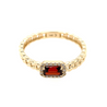 Garnet and Diamond Halo Link Ring