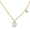 Two-Tone Diamond Initial Necklace - letter D