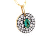 Oval Emerald and Diamond Disc Pendant