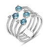 Contemporary Blue Topaz and Diamond Ring