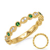 14K Yellow Gold Diamond & Emerald Stackable Band