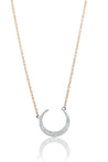 14K Yellow Gold Diamond Crescent Moon Necklace